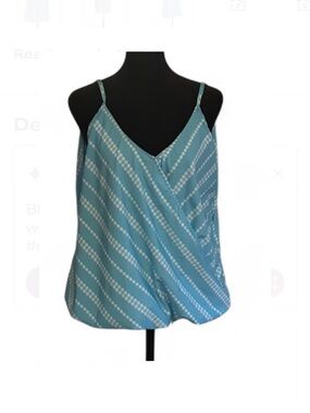 Blue & White Striped, Sleeveless Tank Top With Spaghetti Straps
